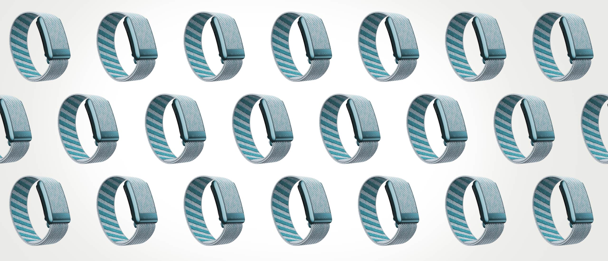 repeating image of sleep tracker bracelet on white background
