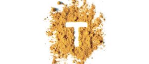 The letter T in the middle of yellow spices