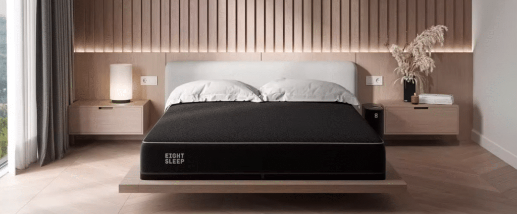 an Eight Sleep smart mattress in a modern minimalist bedroom