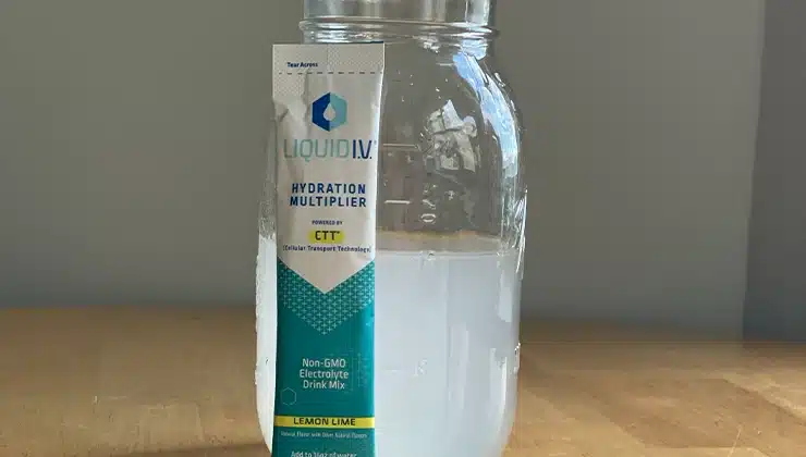 Liquid I.V. packet next to jar