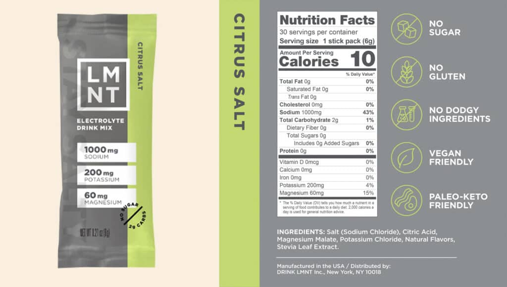 lmnt nutrition label