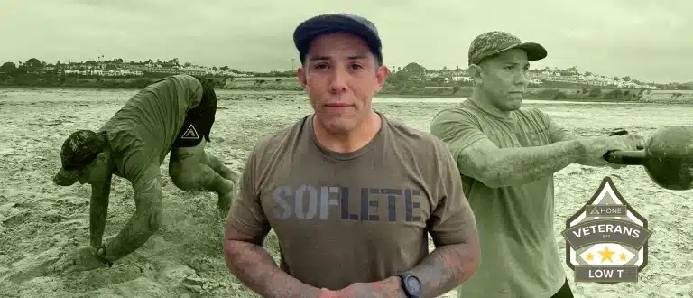 veteran recon marine, George Briones, working out on the beach