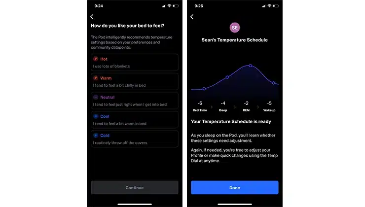 Eight Sleep App screen
