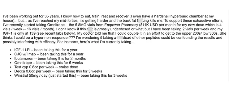 A leaked email from Liver King outlines his steroid stack
