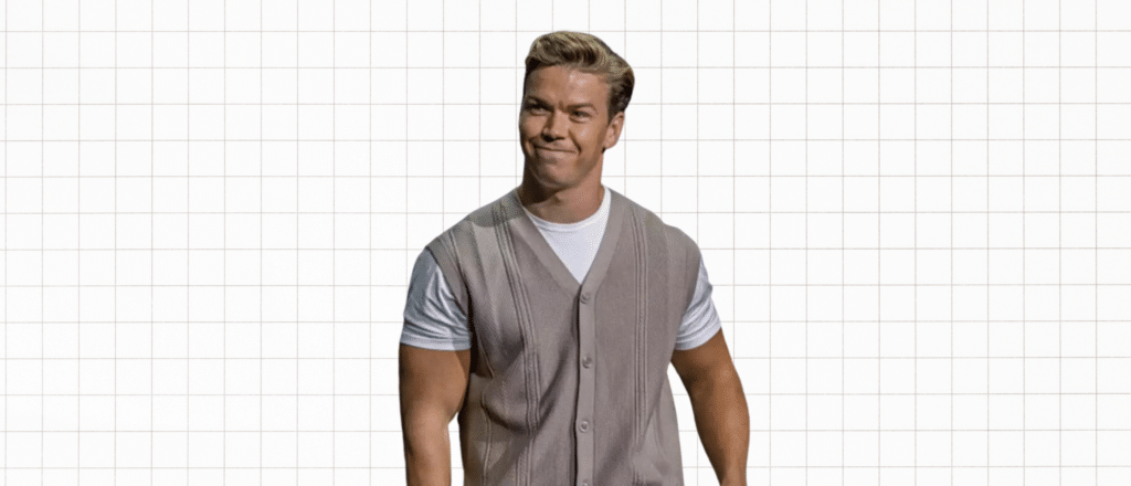 Will Poulter on white grid background
