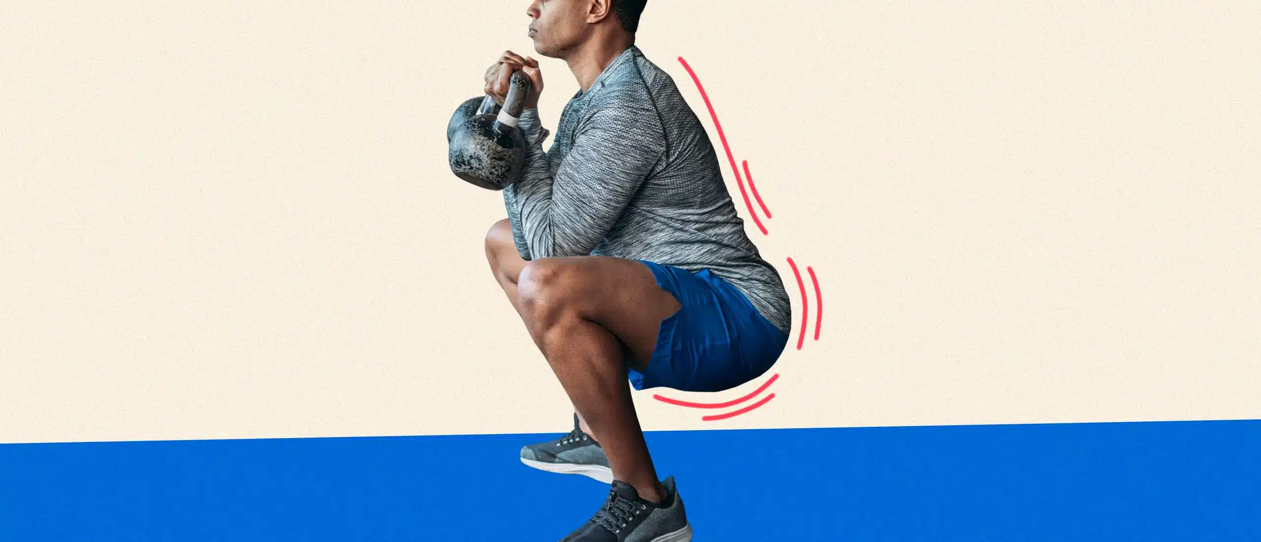 man doing a goblet squat with a kettlebell