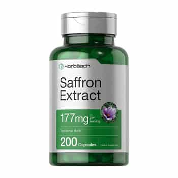 Horbaach Saffron Extract supplement on white background