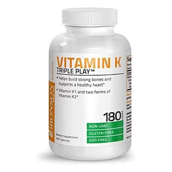 Bronson Vitamin K Triple Play supplement on white background