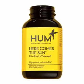 Hum Here Comes The Sun Vitamin D3 supplement on white background