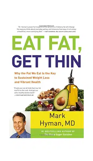Eat fat, get thin by mark hyman book on white background
