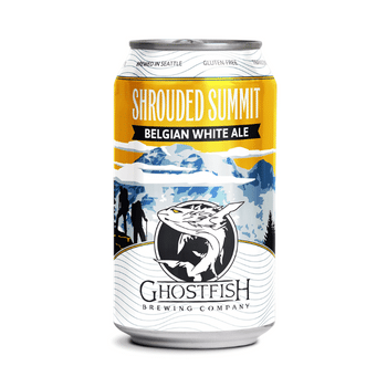 Ghostfish Shrouded Summit White Ale beer on white background