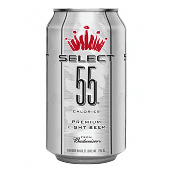 Budweiser select 55 beer on white background