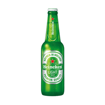Heineken Light beer on white background