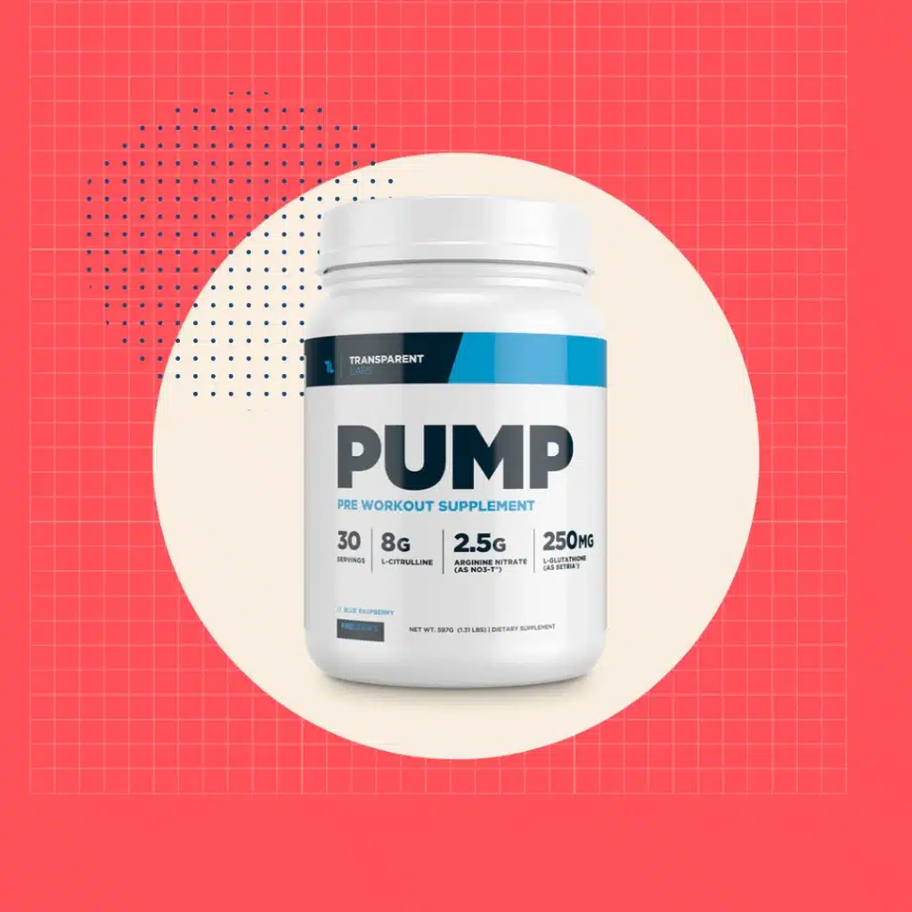 Transparent Labs Pump-Pre Workout Supplement on red background