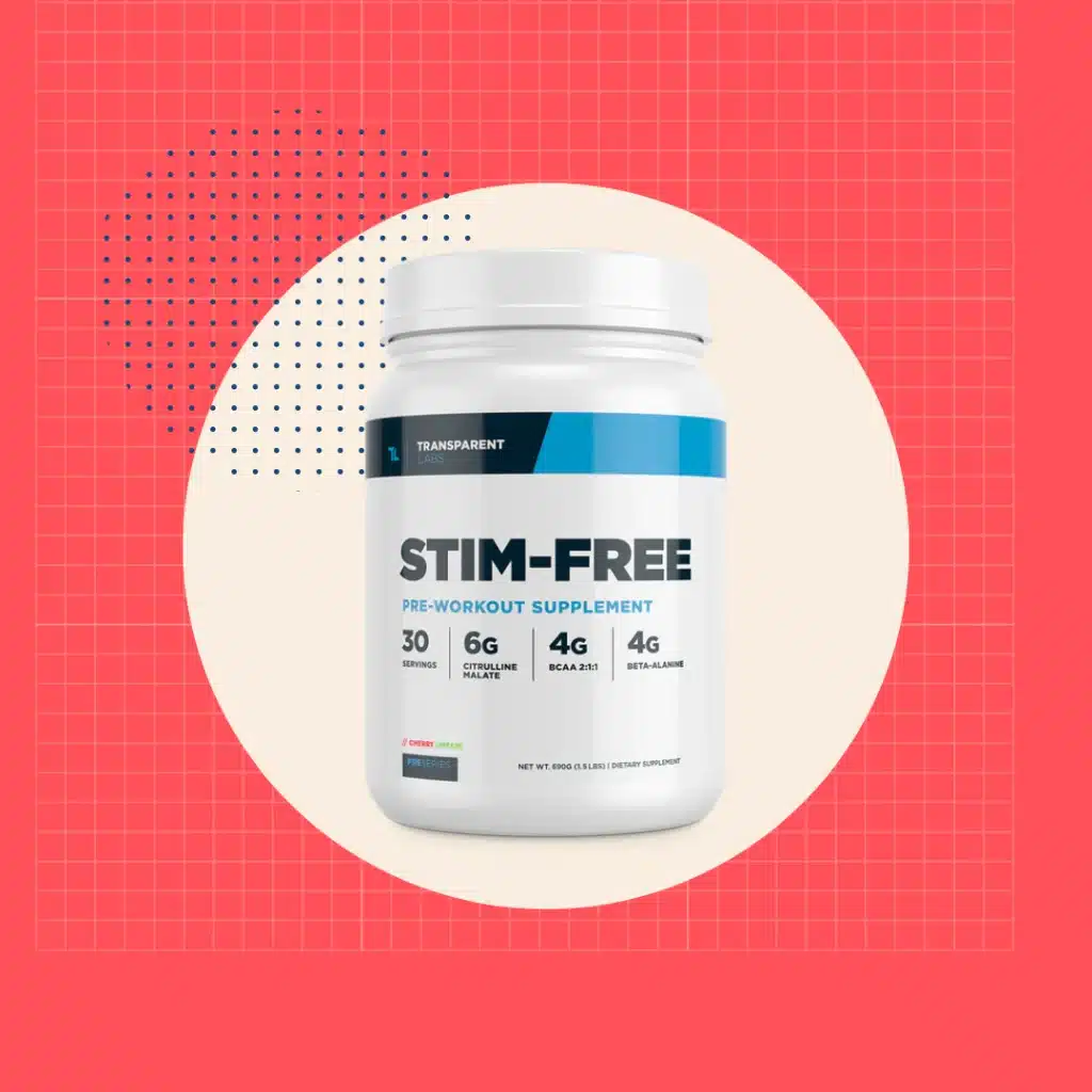 Transparent Labs Stim-Free Pre-Workout Supplement on red background
