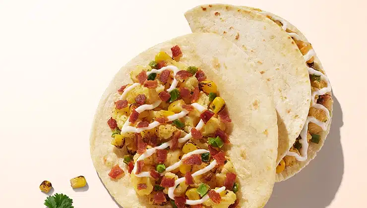 Dunkin Donuts Breakfast Tacos on cream background