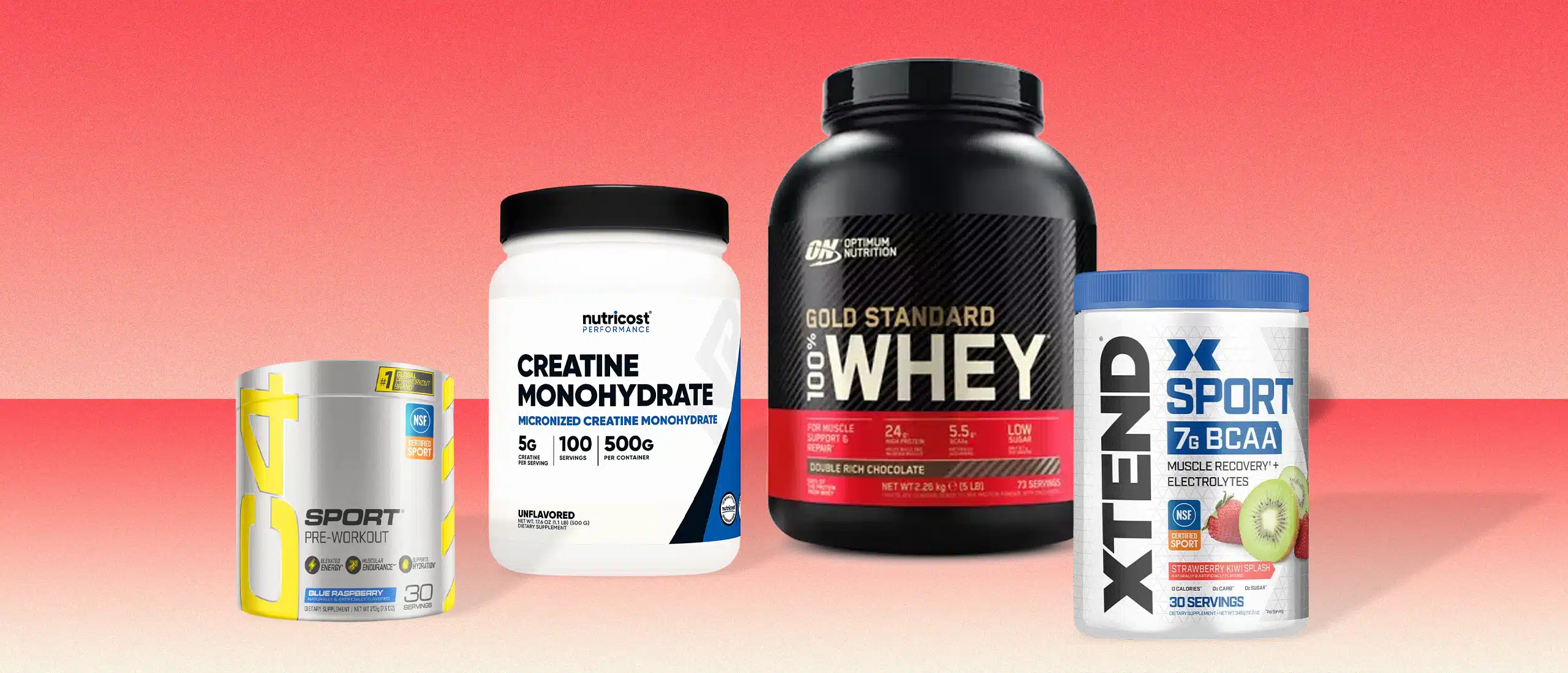 Supplements on red background