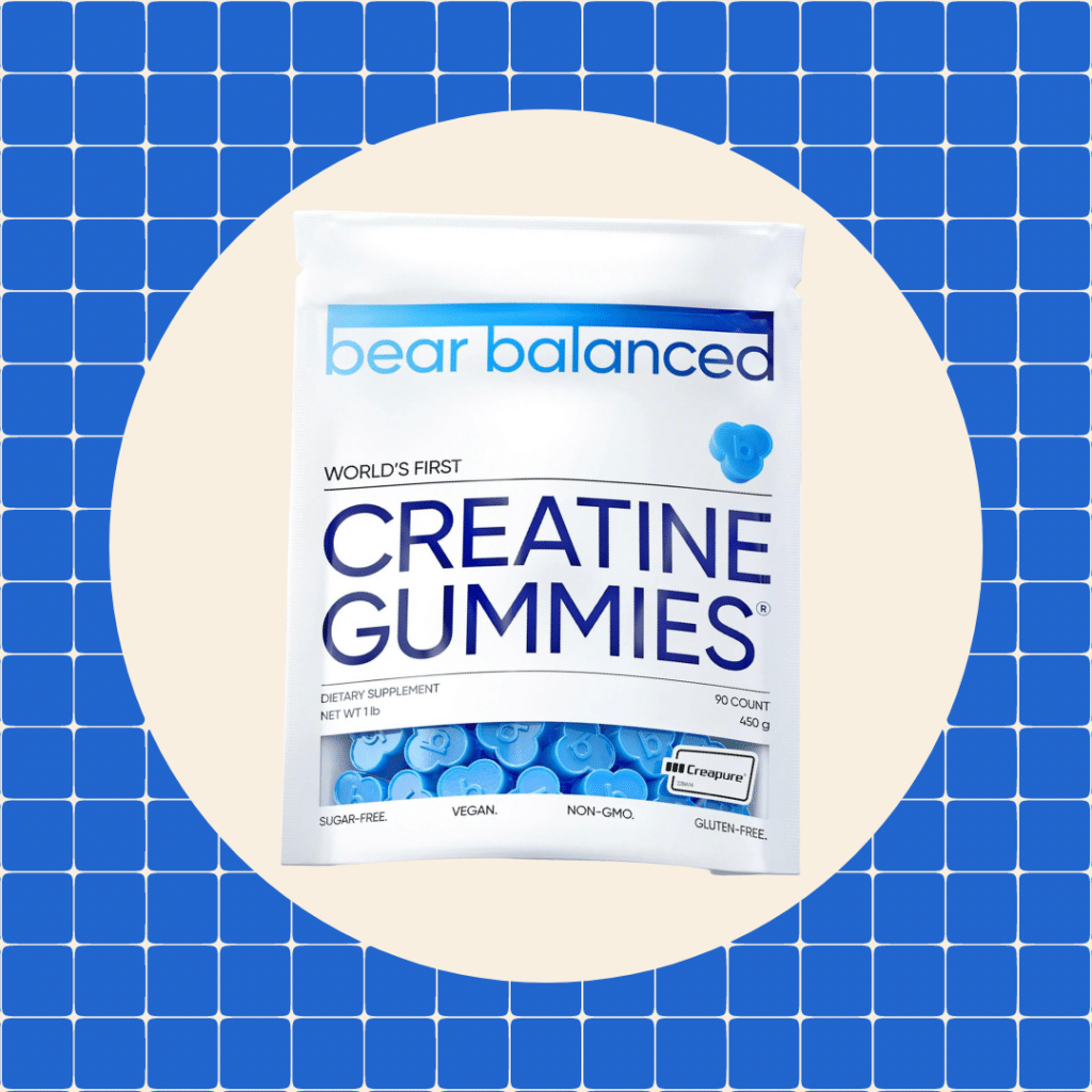 Bear Balanced Creatine Gummies on blue background
