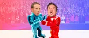 Elon Musk and Mark Zuckerberg robotically punching it out rock'em sock'em suits. The crowd goes wild.