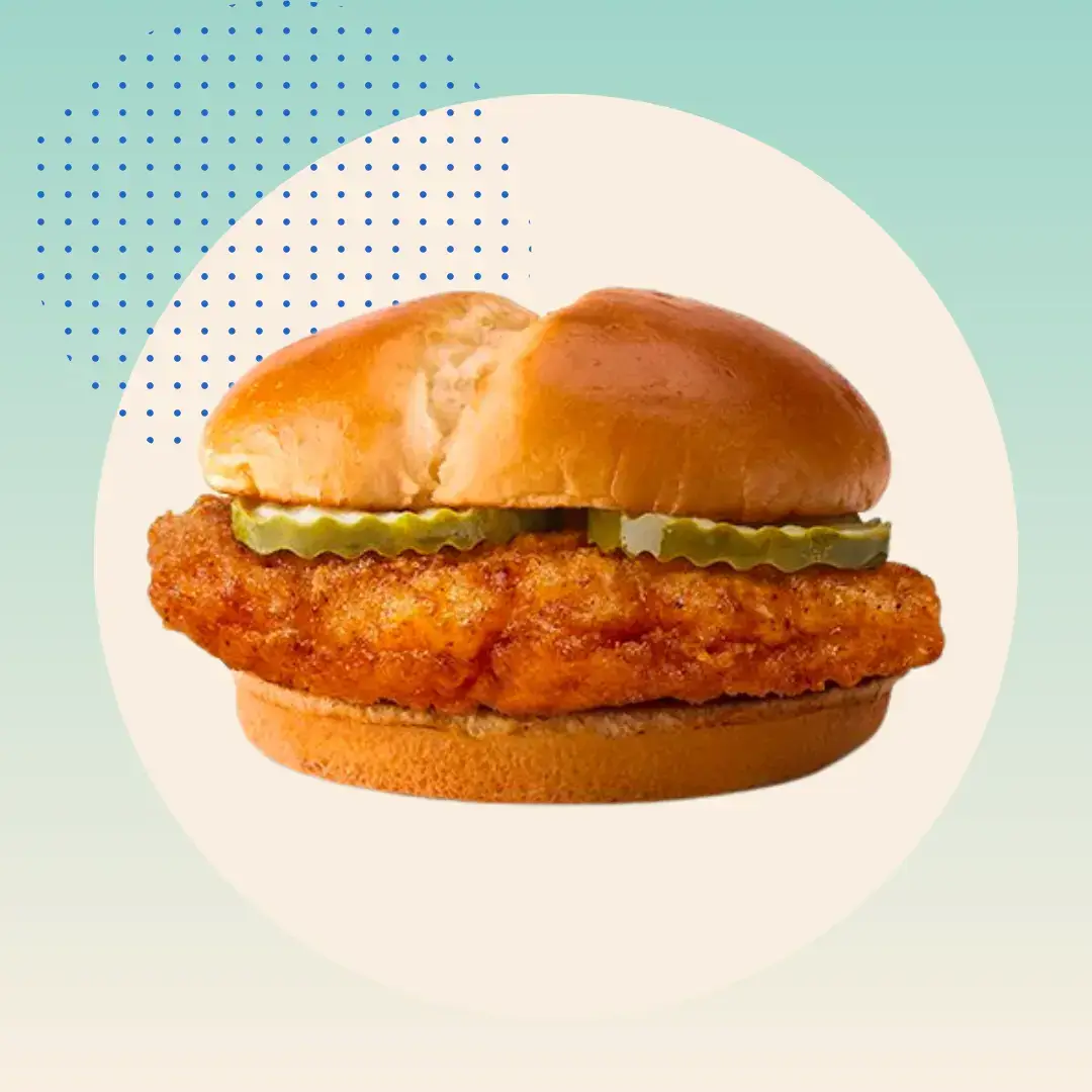 McDonald’s McCrispy Chicken Sandwich on green background