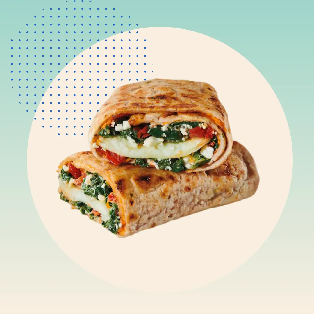Starbucks Spinach Feta and Egg White Wrap on green background