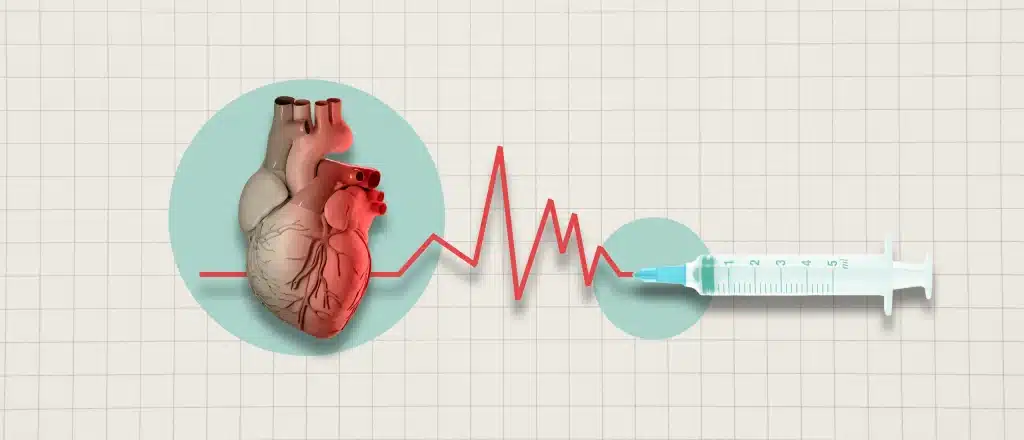 TRT syringe connected to a heart