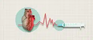 TRT syringe connected to a heart