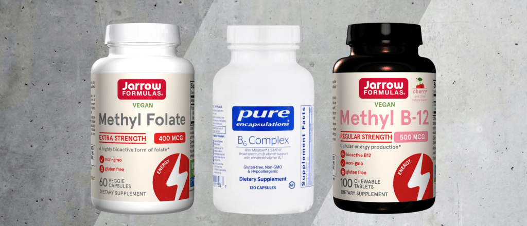Three supplements on gray background
