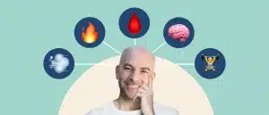 Peter Attia with health icons above head