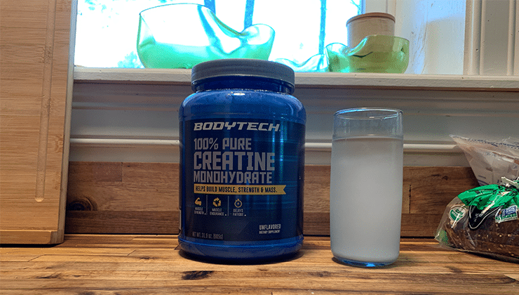 bodytech 100% Pure Creatine-Monohydrate on countertop