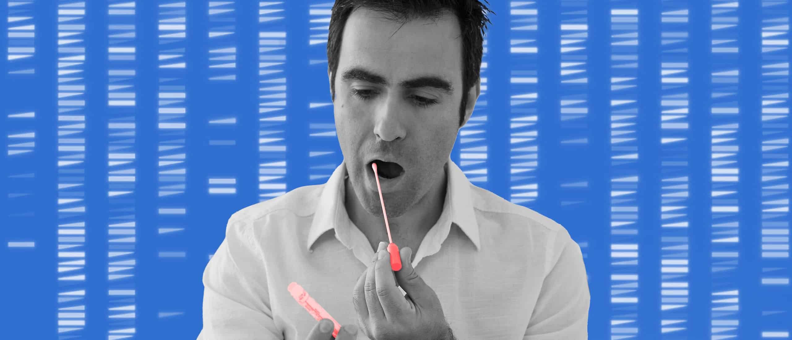 Man cheek swabbing DNA Test