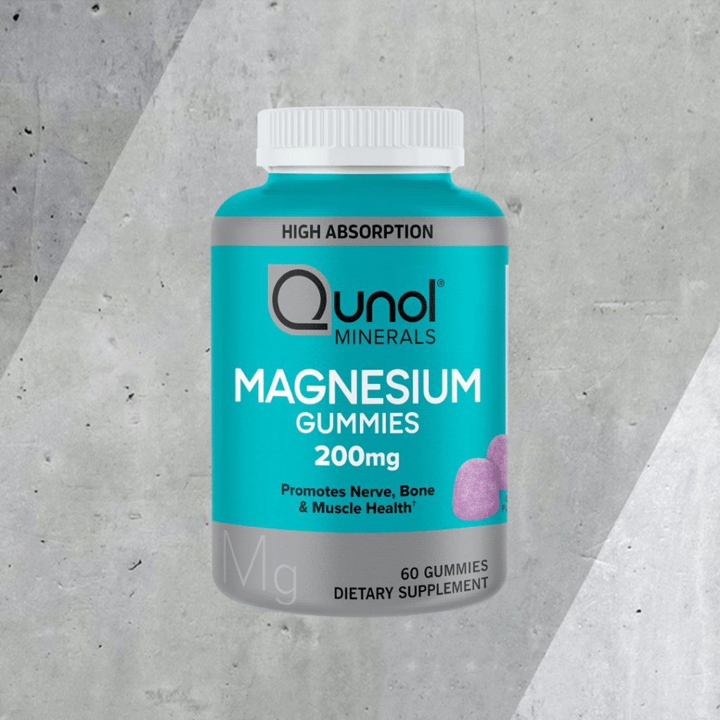 qunol magnesium gummies on cement background
