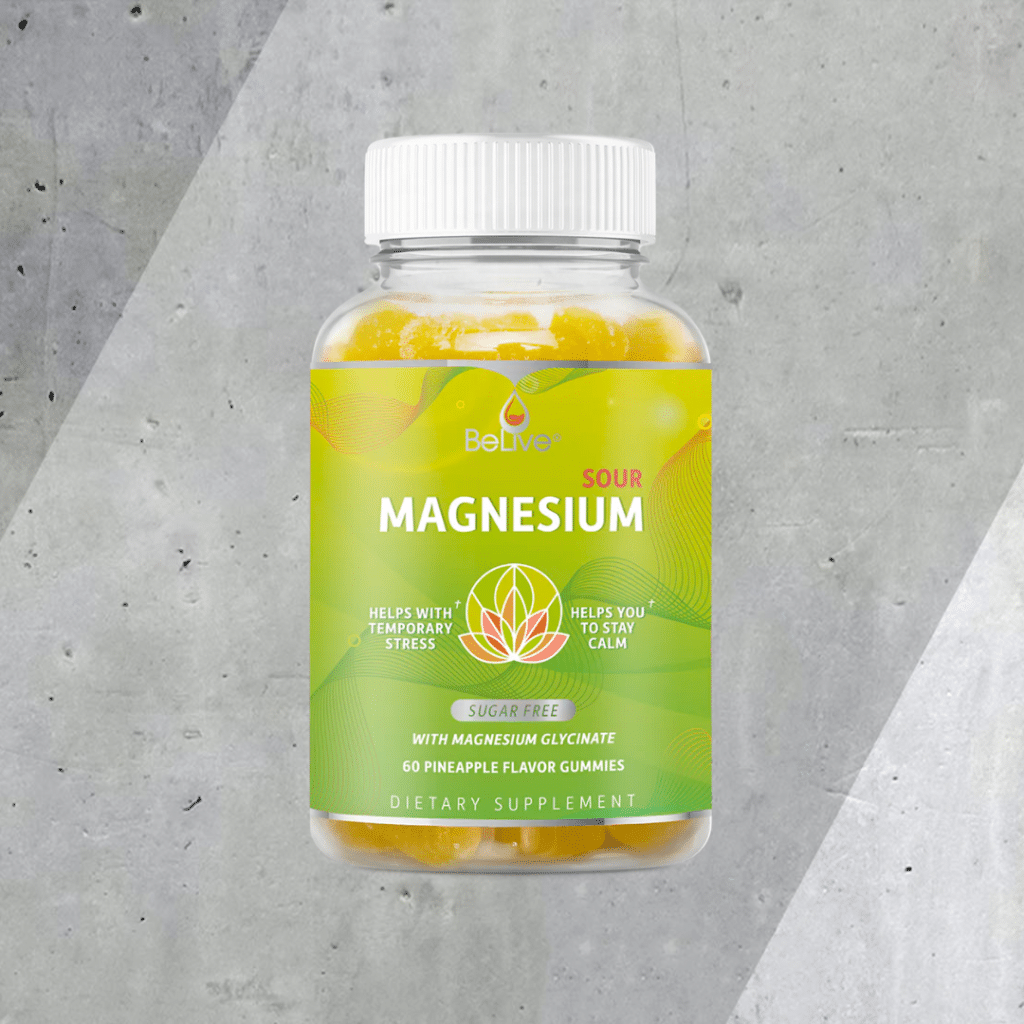 belive magnesium gummies on cement background