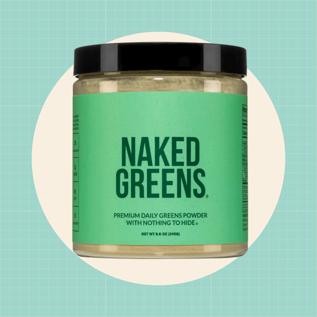 naked greens greens powder on green and beige background