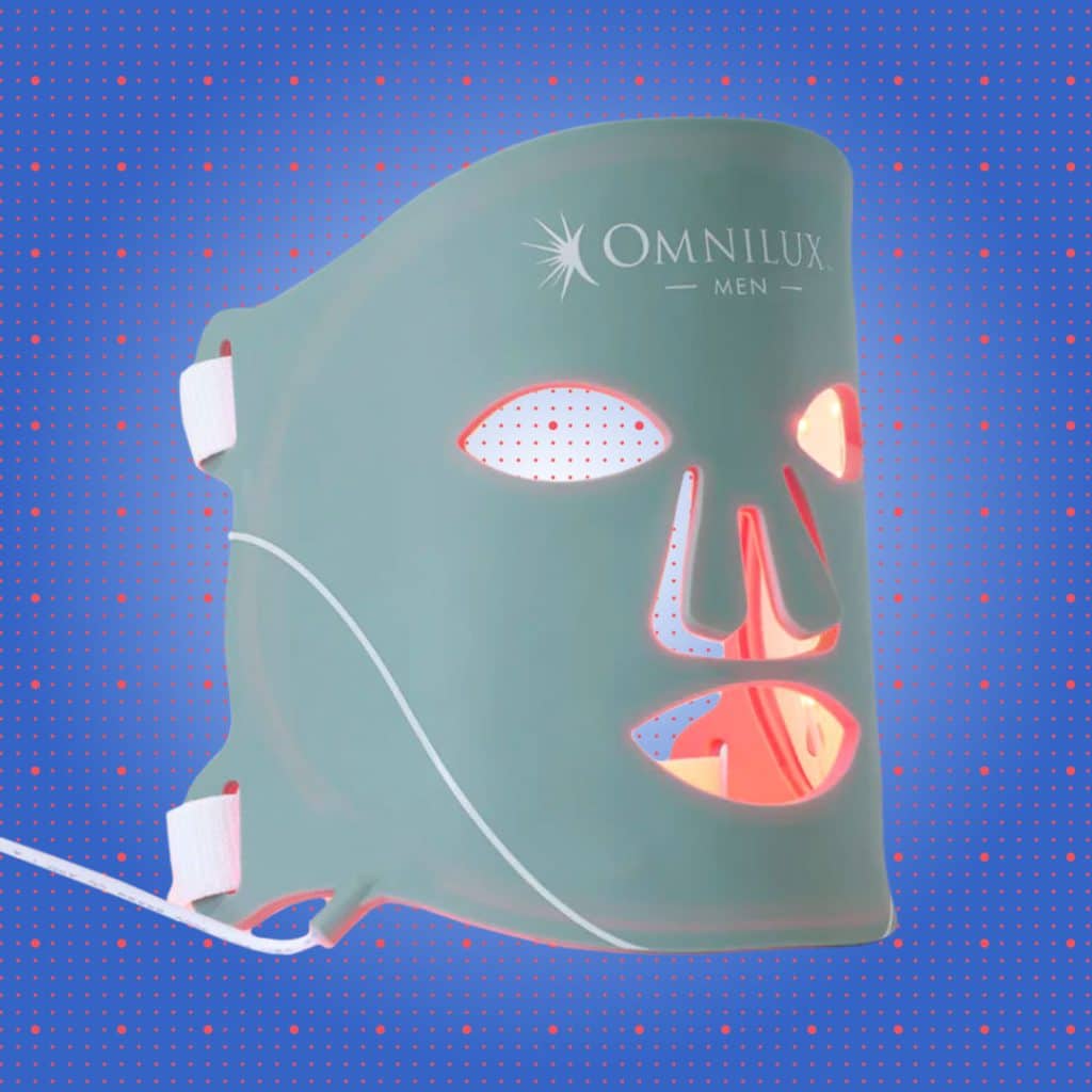 Omnilux mask on blue backgorund