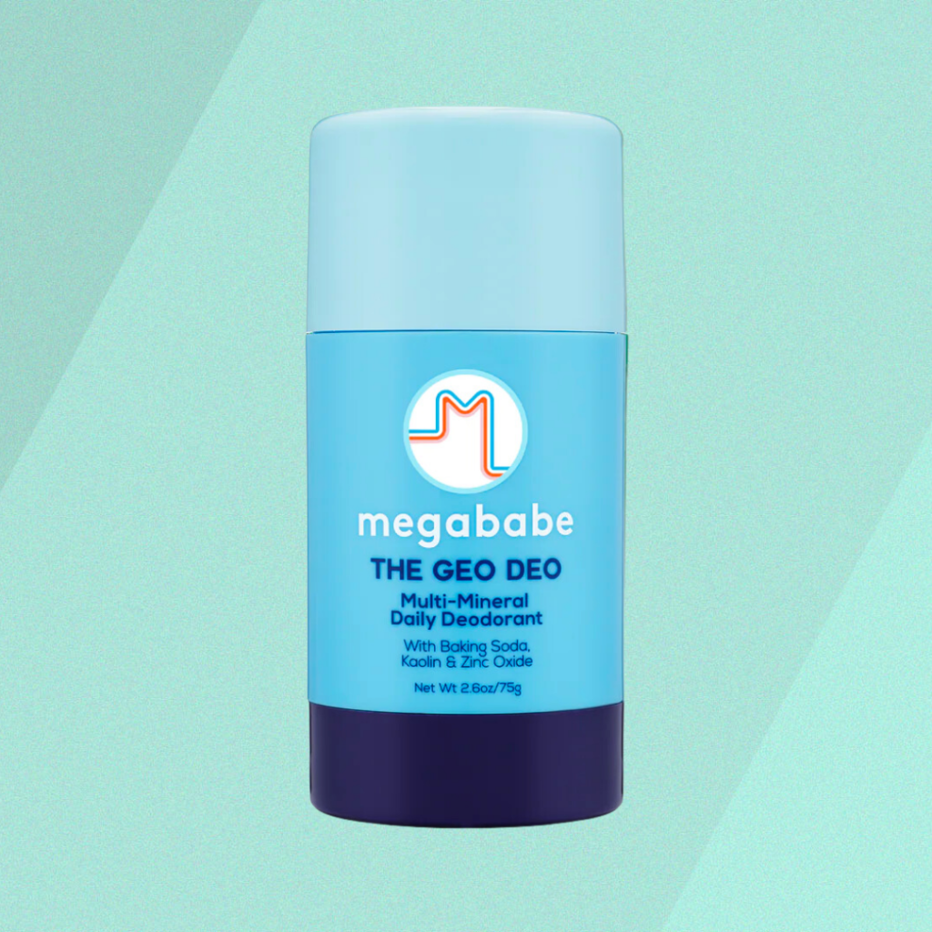 megababe the geo deo multi mineral natural deodorant on green background