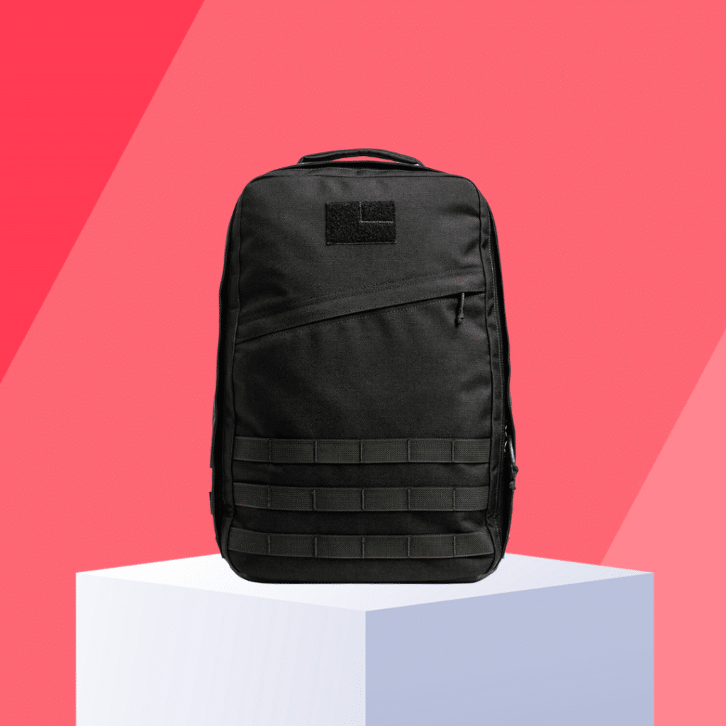 goruck gr1 rucking backpack on red background