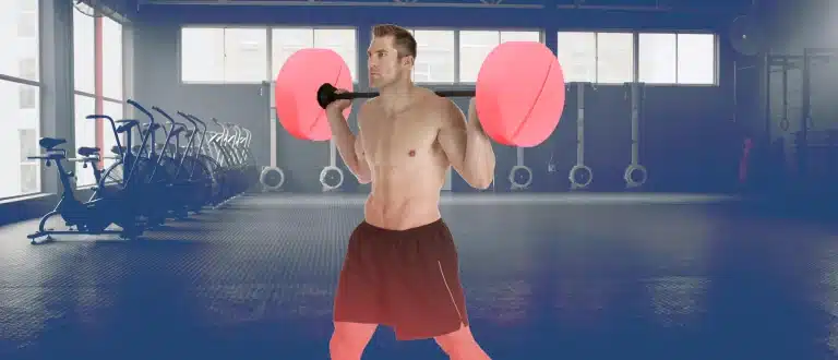 Man lifting a barbell shaped like boron supplement tablets