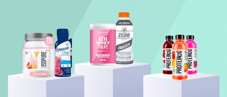 A selection of clear whey protein drinks