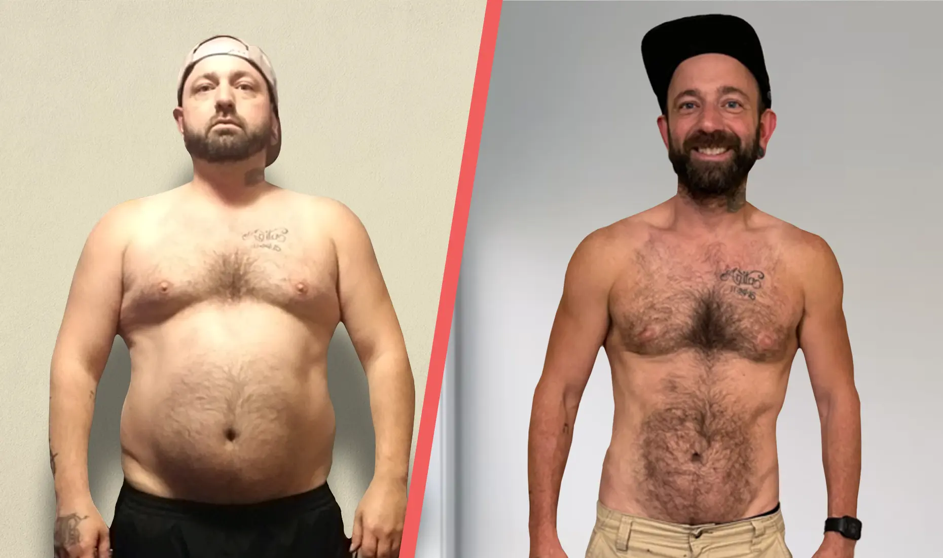Before and after photo of a man using TRT