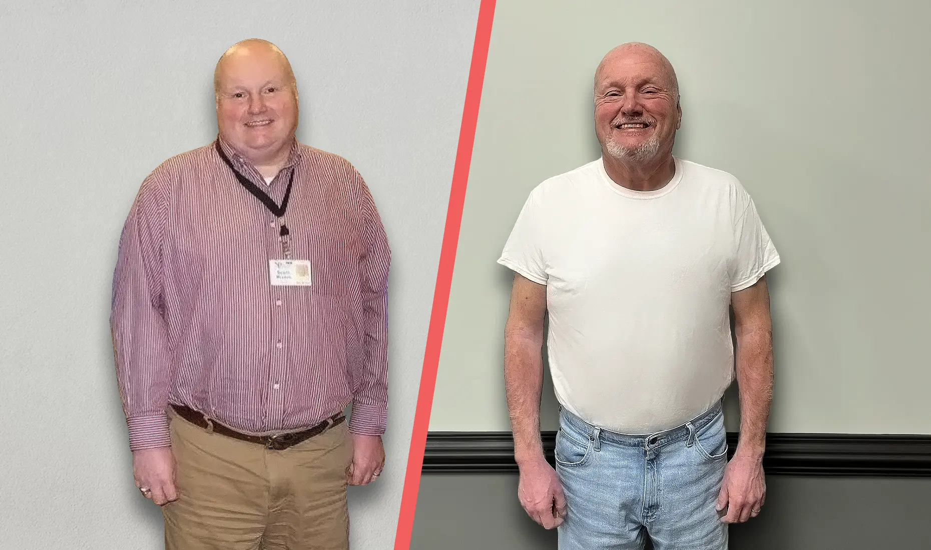 Photo showing weight differences after being on TRT