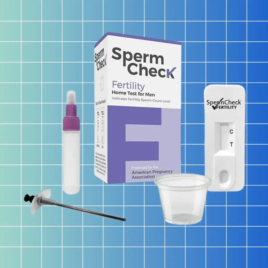 sperm check at home sperm test on blue and green grid background