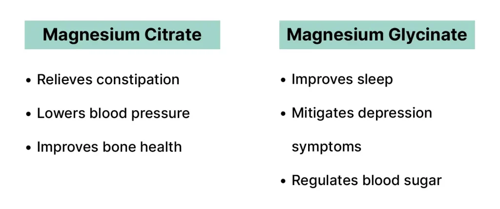magnesium citrate and magnesium glycinate benefits