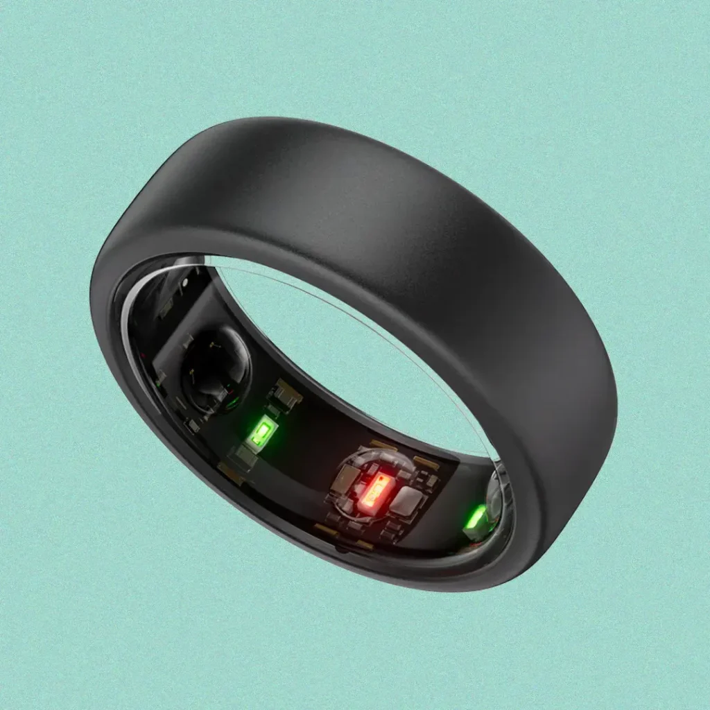 oura ring on teal background