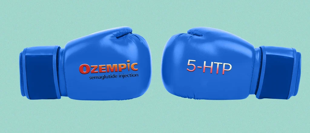 Ozempic boxing glove meets 5-HTP boxing glove